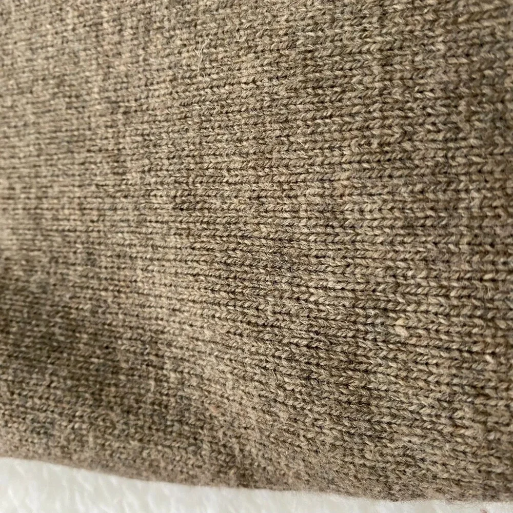 Eddie Bauer Oatmeal Stripe Wool Blend Zip Henley Pullover Sweater Size Large - Picture 5 of 10